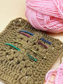 8支装毛线编织针，铝制大眼编织针，适用于钩编、缝纫、绗缝、刺绣 - 鋁製彎頭彩色針 - 查看 6