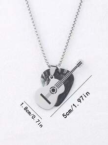 1pc Customizable Laser Engraved Guitar Pick Pendant Necklace, Personalized Couples Jewelry Gift - Multicolor - View 3