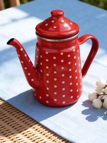 1 pieza Cafetera de goteo manual esmaltada de 1.2L, cafetera de goteo manual multicolor para el hogar, apta para todo tipo de cocinas, tetera esmaltada resistente al calor, tetera esmaltada, olla de agua esmaltada, olla de aceite esmaltada, olla pequeña integrada, olla de agua fría, olla para hervir agua - Hervidor de cerveza manual de 1,2 L - Ver 5