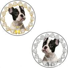 2件套心形宠物链，嘻哈风宠物项链套装，镶钻链，奢华项圈设计 - 彩色 - 查看 8