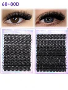 1120Pcs D Curl 4 Styles Lash Clusters Kit 10-18mm Eyelash Clusters Lash Kit Natural&Volume Lashes Clusters With Lash Bond&Seal/Remover/Tweezer/Brush Great Value Bundle - Black - View 12