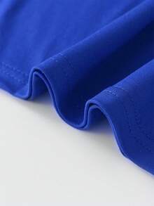 字母和人脸印花休闲大码圆领短袖T恤，适合夏季度假、母亲节礼物、日常穿着、外出、节日、海滩、派对、生日、聚会、学校、音乐节、假期、通勤、健身、春季上衣、女士夏季服装、女士度假服装、海滩服装、度假服装 - 藍色 - 查看 4