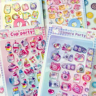 3D立体浮雕贴纸，摇一摇DIY卡通贴纸，装饰贴纸，装饰贴纸礼品，家居装饰，派对装饰，生日礼物，各种节日礼物，时尚单品。DIY。适合作为礼物送给朋友或伴侣。毕业典礼/开学典礼。返校礼物/毕业礼物。情人节礼物。装饰贴纸，返校必备品。派对小礼物。学习用品。