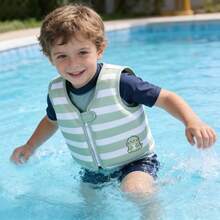 Polyester Fabric Buoyancy Vest, Adjustable Zipper - Personal Flotation Device, Cartoon Striped Dinosaur Pattern, Durable Foam, Suitable For Swimming Pool And Beach - Multicolor - View 9