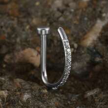 1PC ASTM F136 Titanium CZ Fake Nose Rings Hoops D Shaped Screw Nose Studs Ring Clip On Nose 18G Piercing Body Jewelry For Women Men Fashion - D Ring - View 9