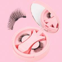 1 Pair Brown Magnetic False Eyelashes With Applicator, Natural Curled Design, Reusable, Portable Eyelash Tool, Easy To Apply And Remove Without Glue - Cat Eye Lashes - View 6