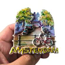 3-Inch Amsterdam Street Scene 3D Fridge Magnet, Travel Souvenir Creative Magnetic Sticker - one-size - View 3