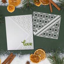 创意网格背景模具，DIY剪贴簿相册和压花模板，贺卡制作工具，卡片纸切割工艺品，礼品卡制作模板模切。 - 銀色 - 查看 3