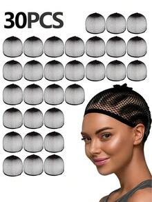 黑色网状假发帽，200/100/50/20/10/5/2个装，开口式假发帽发网，适合女性、男性、儿童、万圣节服装派对假发 - 黑色 - 查看 13