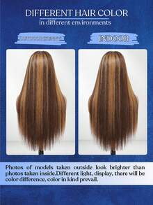 34 Inch 200% Density Highlight Ombre 13*4 Lace Front Wig Blended Human Hair With Baby Hair, No Glue Needed, Heat Resistant & Breathable, Synthetic Fiber Material, Natural Hairline, Free Parting, Suitable For Party And Daily Wear - SP4/27 - View 10