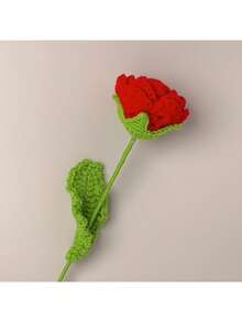 1pc Rose Weaving Bouquet, Fake Flower Handmade Crochet Simulation Flower, Knitted Flower - Multicolor - View 19