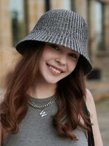 1顶女士新款春夏秋季宽檐遮阳帽，时尚百搭休闲渔夫帽，条纹渔夫帽，适合旅行和摄影 - A - 查看 3