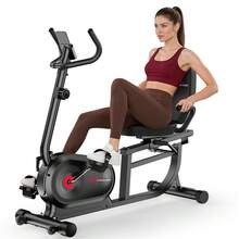 GartistGo Recumbent Exercise Bike, Recumbent Stationary Bike, 150KG Weight Capacity & 8-Level Resistance, Magnetic Recumbent Bike With LCD Monitor, Heart Rate Handle - Black - View 3