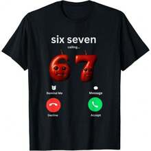 67 Is Calling Funny Meme Silly  Brainrot GenZ T-Shirt - 黑色 - 查看 1