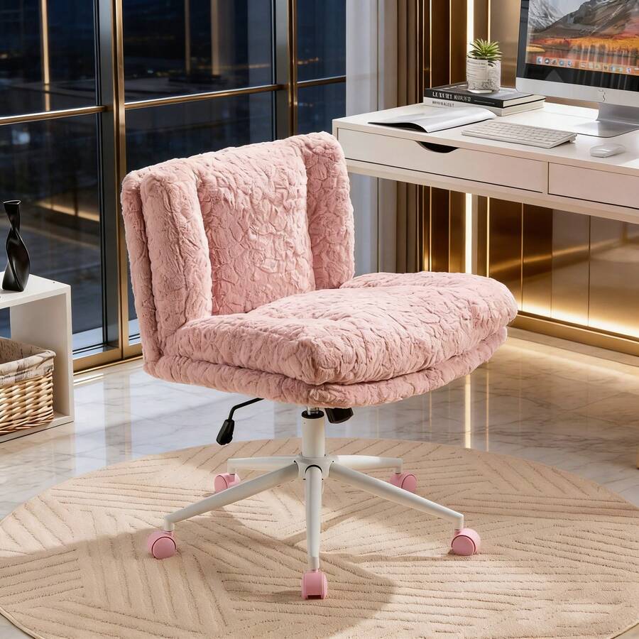 Vanity Stools - Pink + Faux Fur + Foam - View 1