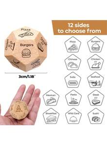 3件套食物骰子，趣味晚餐骰子，周年纪念情侣礼物，情人节礼物，成人圣诞节小礼物，送给丈夫/妻子/男友/女友的浪漫生日恶作剧礼物，创意圣诞约会之夜 - 彩色 - 查看 2