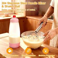 Pancake Batter Dispenser Bottle Kit - 4.5 - Cup Pancakes Mixer With Shaker Ball Stainless Steel Whisk And Brush, Squeeze Pink Kitchen Accessories Gifts - 紅白色 - 查看 3