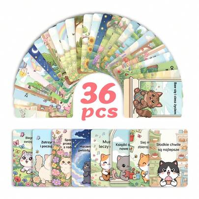Bộ 36 chiếc đánh dấu trang hình mèo đáng yêu, những hình minh họa dễ thương dành cho những người yêu thích đọc sách, lý tưởng cho việc đọc sách hàng ngày, câu lạc bộ sách, sắp xếp tài liệu văn phòng, viết nhật ký sáng tạo và làm quà tặng cá nhân cho người yêu sách, đồng nghiệp và bạn bè. Thiết kế hình ảnh thú vị với những câu nói truyền cảm hứng sẽ nâng cao trải nghiệm đọc sách của bạn và thêm chút điểm nhấn cho những cuốn tiểu thuyết, sách giáo khoa và sổ tay yêu thích của bạn.