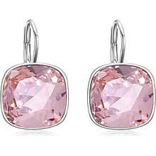 ¡RecomendadoAOBOCO - Aretes de plata esterlina adornados con cristales de Austria, aretes de vidrio cuadrados con corte de cojín, hipoalergénicos, joyería de aniversario de cumpleaños, regalos para mujeres¡Top de Temporada - Negro - - Ver 18