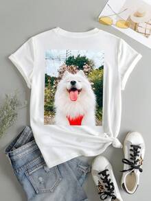 Customizable Plus Size Women's T-Shirt, Perfect Gift For Your Girlfriend Or Wife. Customizable Portrait, Pattern, Pet Or Name. - White - View 3