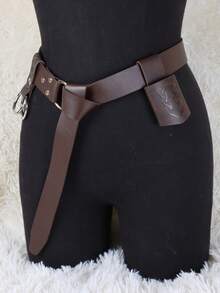 3件套中世纪PU皮腰包，复古裙套，适用于文艺复兴时期、维京时期，可作腰包、角色扮演道具、万圣节服装道具，四季皆宜 - 棕色ZSJ-016Z ZSJ-219Z ZSJ-220Z - 查看 4
