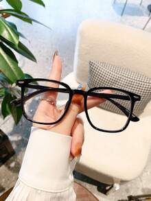 Square Large Frame Plastic Eyeglasses, Light Glasses For Computer, Gaming, TV, Mobile Phone, Fashion Optical Glasses, Black Frame - Black - View 2