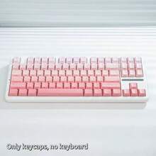 130+ Keycaps Set, Powder Pink Contour Line Design, Backlit Side-Printed Keycaps, Compatible With 104/98/87/75/68/64/61 Keys - Baby Pink - View 4