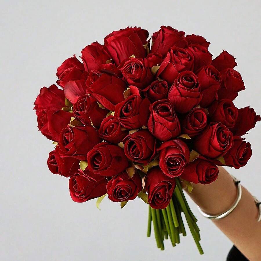 6pcs Artificial Silk Rose Flowers, 25cm Long Fake Rose Stems, Suitable For Valentine's Day, Mother's Day, Home Wedding Party Decor, Tabletop Centerpiece, DIY Wedding Bouquet