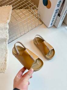 1 Pair Summer New Kids Sandals, Soft Sole Non-Slip Boys Girls Casual Shoes, Minimalist Chic Beach Shoes - Brown - View 6