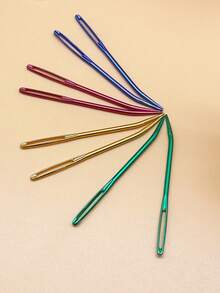 8支装毛线编织针，铝制大眼编织针，适用于钩编、缝纫、绗缝、刺绣 - 鋁製彎頭彩色針 - 查看 9