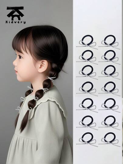 10个银色发圈，适合女孩，拇指大小，女孩发饰，马尾辫发圈，弹性发带，发圈，高弹力，不伤头发