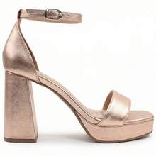 MODARPE Women's Platform Sandal With 10cm High Block Heel M64 - 玫瑰金色 - 查看 3