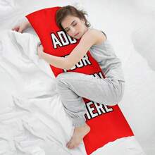 Custom Body Pillow Upload Your Photo/Text/Art, Personalized Long Pillowcase, Couples, Anime Fans, Birthday/Wedding Keepsake, Red, 20x54 - 黑色 - 查看 5