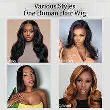 Tóc giả chữ V kiểu sóng nhẹ, tóc giả làm từ tóc người Brazil dành cho phụ nữ da đen, phiên bản nâng cấp tóc giả chữ U không cần keo, tóc giả kẹp nửa đầu, tóc giả hình chữ V, tóc giả không để lộ tóc thật, tóc giả ren phía trước, mật độ 180%. - Natural Black - Xem 9