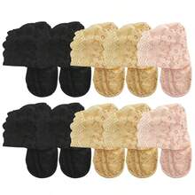 1/5/10 Pairs Socks Women's Lace Transparent Lolita Invisible Summer Autumn Thin Non-Slip Short Ankle Black Low Cut Boat Sock - Multicolor - View 17