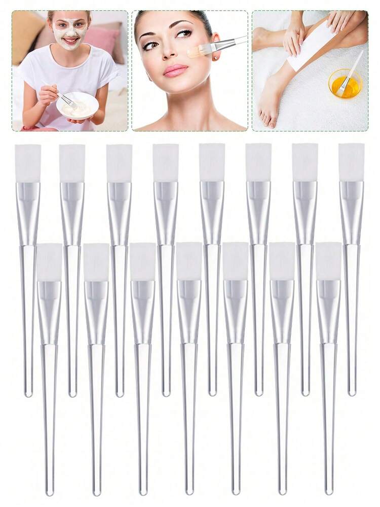 15/6/1pc Beauty Salon Hollow Transparent Handle Crystal Facial Mask Brush, With Soft Bristles, Mask Brush Cleaning Tool, Soft Small Brush Can Be Used On Face Without Damaging Skin - Multicolor - View 1