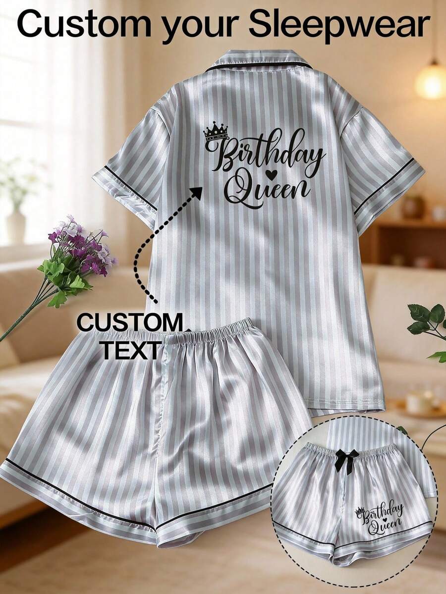 Women's Custom Pajamas, Pink Custom Pajamas, Suitable For Women, Comfortable Loungewear, Lightweight & Comfortable Homewear, Summer Casual Wear, Consisting Of A 2 Pieces Set