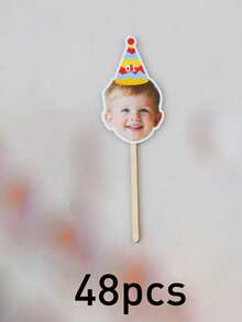 Custom Photo Cupcake Toppers, Birthday Cakes And Party Decor, Personalized Face And Age Cake Picks For Dessert Tables, Customized Celebration Cake Decorations For Family Moments And Friend Gatherings, Customizable Name And Number Design, Pet Picture - Style a - View 10