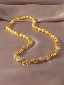 1条24K镀金铜质8毫米嘻哈风格项链，男士百搭饰品 - 金黃色 - 查看 2