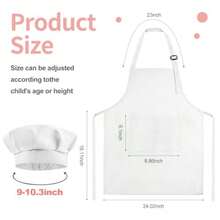 Chef Hat And Apron Set Adjustable 's Painting Apron And Chef Hat With 2 Pocket For Cooking Painting - trắng - Xem 2