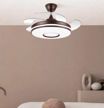 FABRILAMP ABRILA Ventilador Dc Dani Mini 59w 6980lm Blanco/Marron/Cuero 4aspas 6velocidades 91d 3000-4000-6000k Control remoto+regulables de intensidad+memori+temporizador 6velocidades Control de aire verano o invierno Calidad garantizada