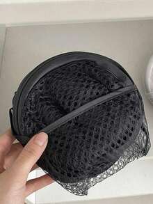 Black Foldable Laundry Hamper With Multi-Pocket Organizer - Large Capacity Mesh Fabric Basket, Collapsible Storage Bin With Handles For Dorm, Apartment, Bedroom, Bathroom | Space-Saving Closet, Wardrobe, Linen Organizer, Portable Clothes Basket - 黑色 - 查看 4