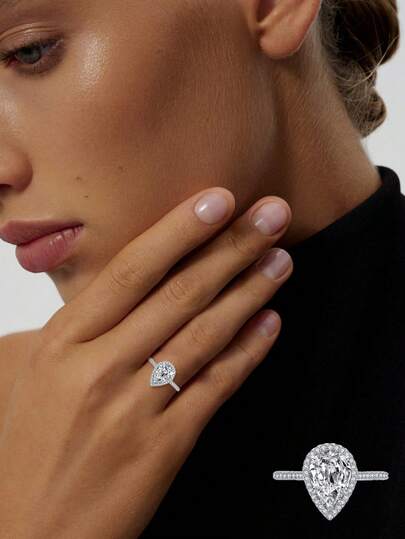 1pc 925 Sterling Silver Square Cut Ring, Suitable For Women. Oval Lightweight Cubic Zirconia Jewelry, Suitable As A Gift.