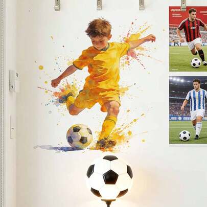 1 cái mới MS-CG028-029 Hình vẽ graffiti cậu bé đá bóng, dùng để trang trí nhà cửa.