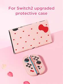 1pc Red Heart-Shaped, Bowknot Pattern Protective Case/Cover, Compatible With Switch2, Switch NS, Switch OLED, Switch Lite, Accessories For Switch2/Switch, Full Set Including Storage Bag, Game Card Case, Best Gift For Switch Players - Multicolor - View 12
