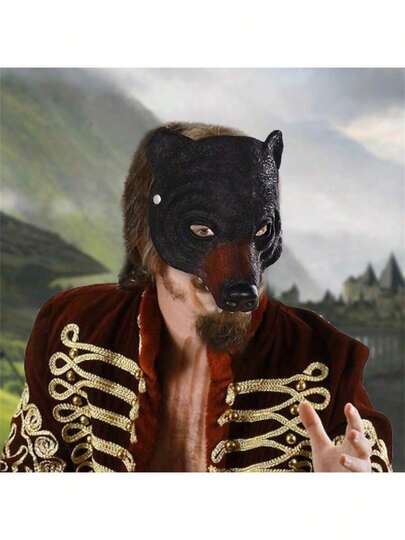 1pc Animal Carnival Bear Mask, Bar Costume Party Stage Performance Prop, Black Bear Disguise Suitable For Party, Carnival, Masquerade (Button Color Random)