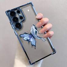 1个创意海洋蝴蝶鲸鱼四边形（相机镜头膜）奢华时尚防震气囊手机壳，兼容三星S26/26Plus/S26Ultra/S25Ultra/S25Plus/S25/S25FE/S24Ultra/S24Plus/S24/S24FE/S23Ultra/S23FE/S23/S23+/S22Ultra/S22/S22+/S21Ultra/S21FE/S21/S21+/S20Ultra/S20FE/S20/S20+/A73/A72/A55/A54/A53/A52/Note 14 Pro+ 5G/P30/荣耀X6b/A74/C53/Narzo N53 - 藍色 - 查看 2