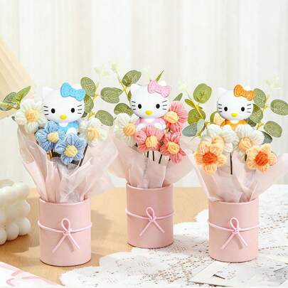 Sanrio Daisy Flower Hello Kitty Cartoon Cute Flower Vase Hello Kitty Kawaii Desktop Decor, Suitable As Mother's Day Gift, Birthday Gift, Teacher's Day Gift