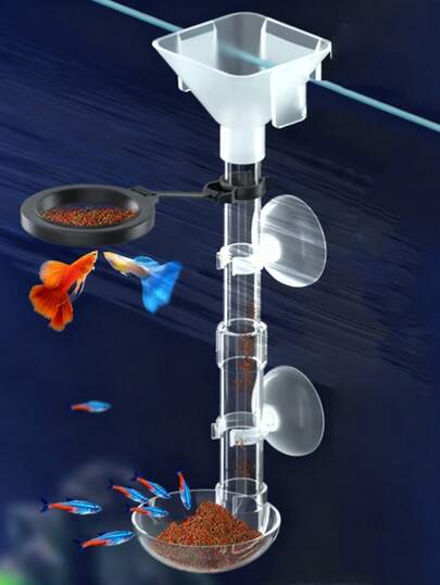 Acrylic Aquarium Fish Feeder Transparent Tube Telescopic Multifunctional Fish Tank Food Dispenser With Feeding Ring