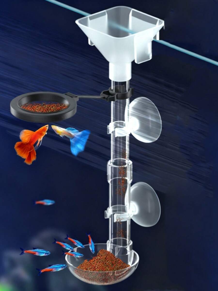 Acrylic Aquarium Fish Feeder Transparent Tube Telescopic Multifunctional Fish Tank Food Dispenser With Feeding Ring